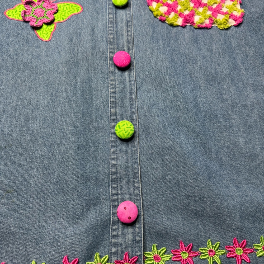 Women Embellished Appliqué Cheniile Embroidery XL Top button covers Butterflies - Picture 11 of 13
